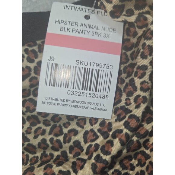 Just Be Plus Size 3X Hipster Panties*3 Pack Black*Leopard*Plus-size*Sissy*NWT - Picture 5 of 11